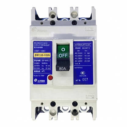 Shihlin 80A 3P Molded Case Circuit Breaker 85 KAIC 220V MCCB BM100HBN3P80A 