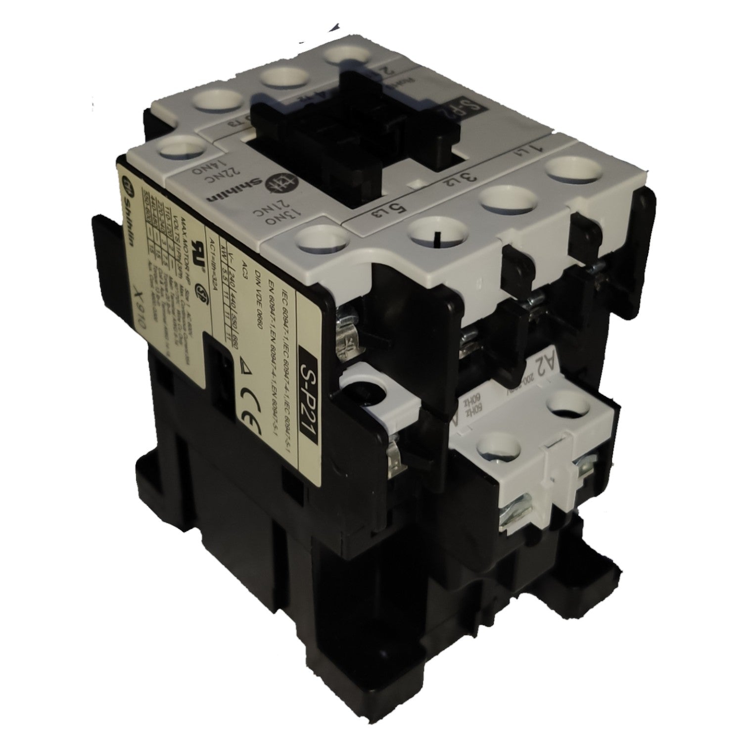 Electrical contactor on a white background