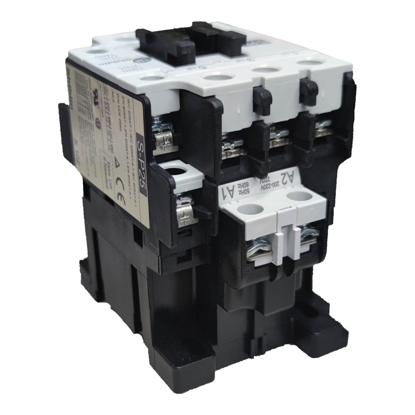 Electrical contactor on a white background