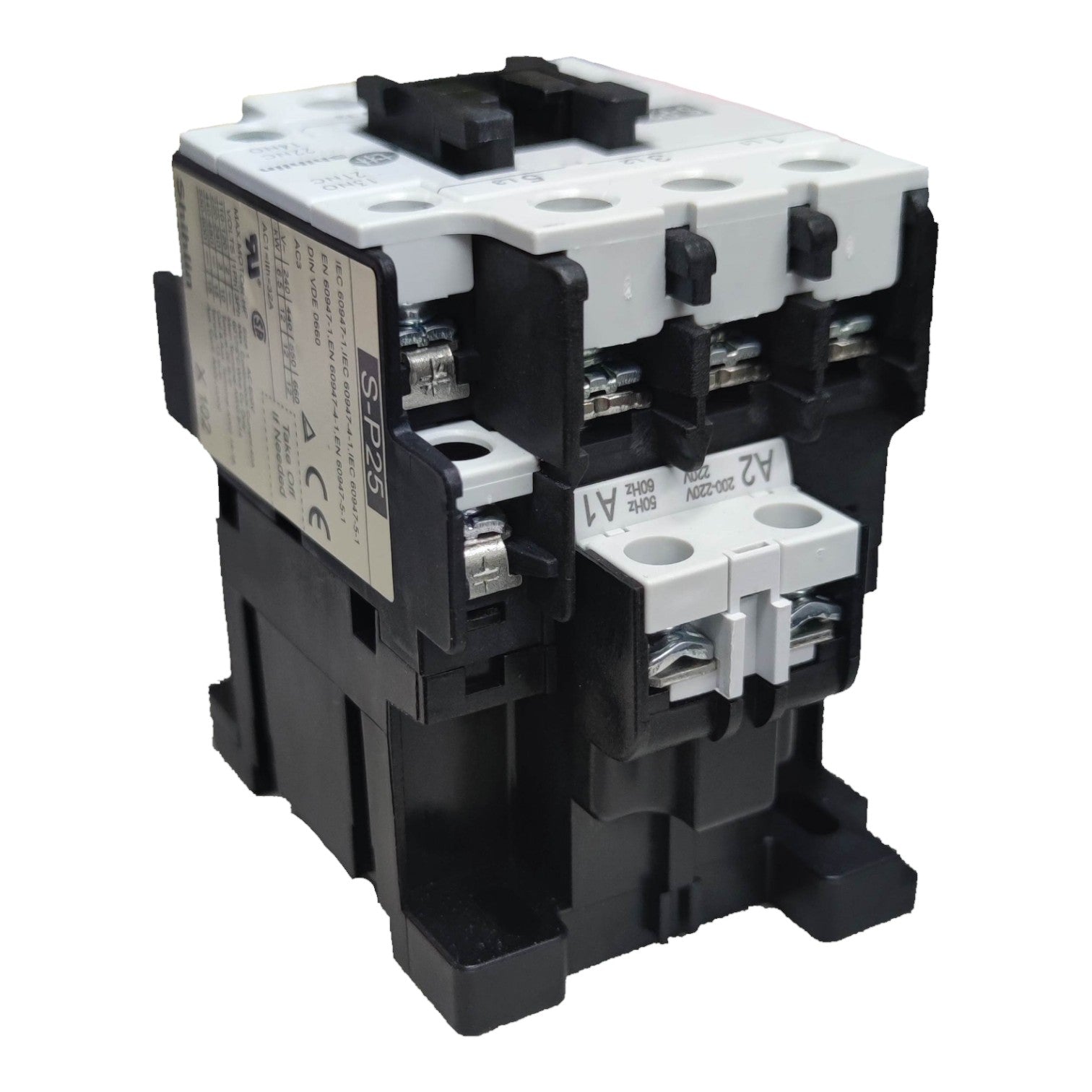 Electrical contactor on a white background