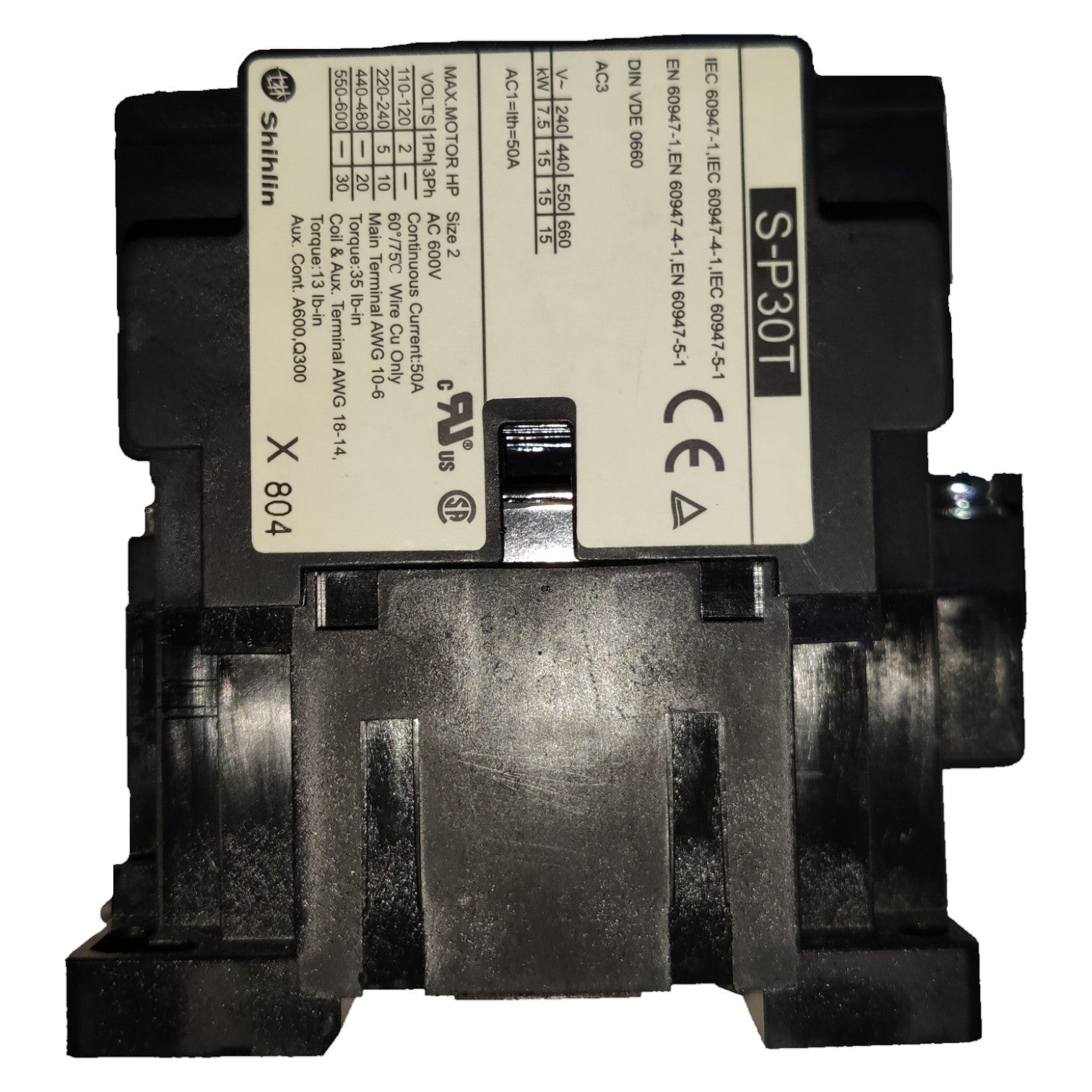 Electrical contactor with Shihlin branding on a white background