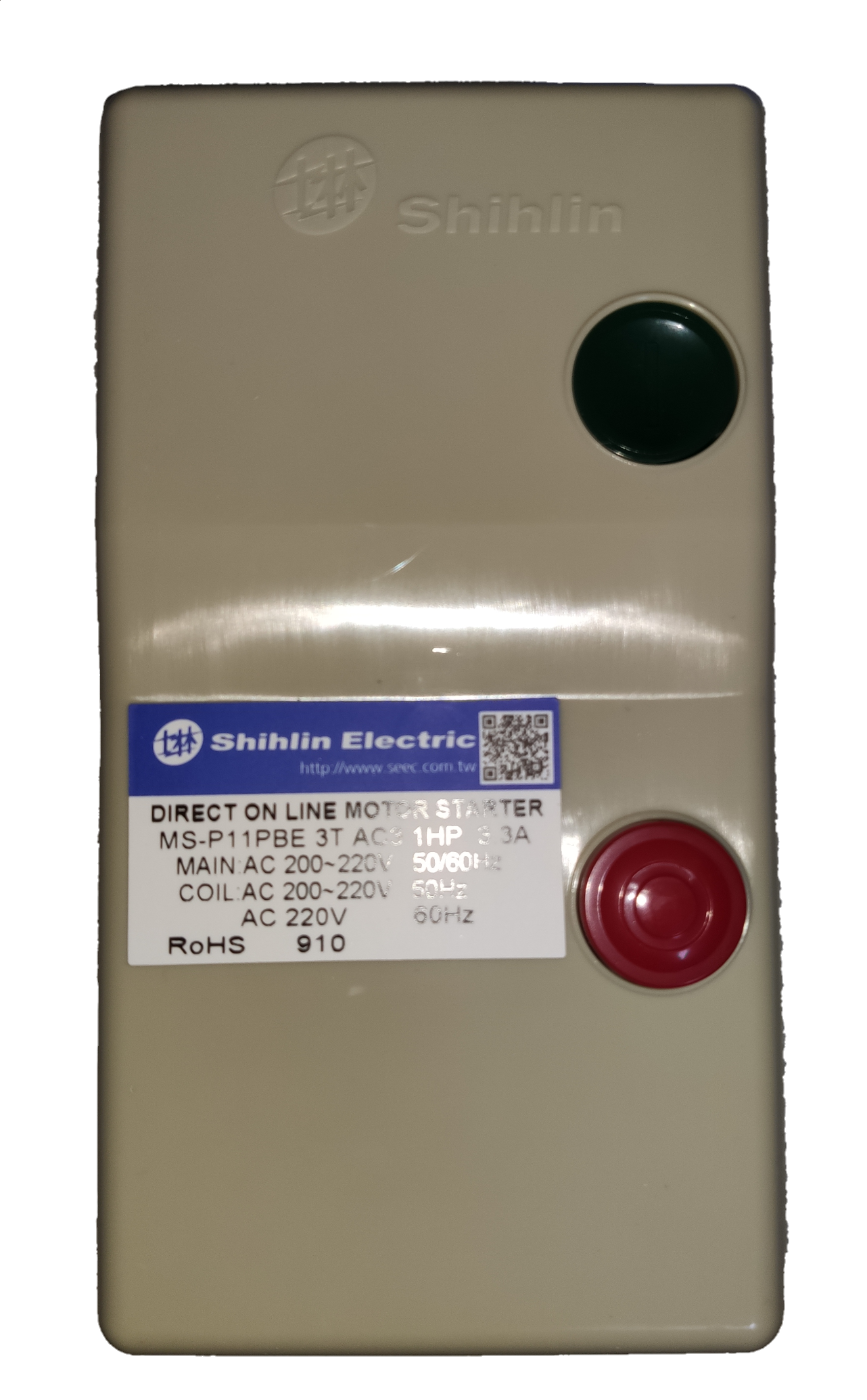 Shihlin Magnetic Starter 3.3A 1 HP 3 Phase 220V power switch with green and red buttons