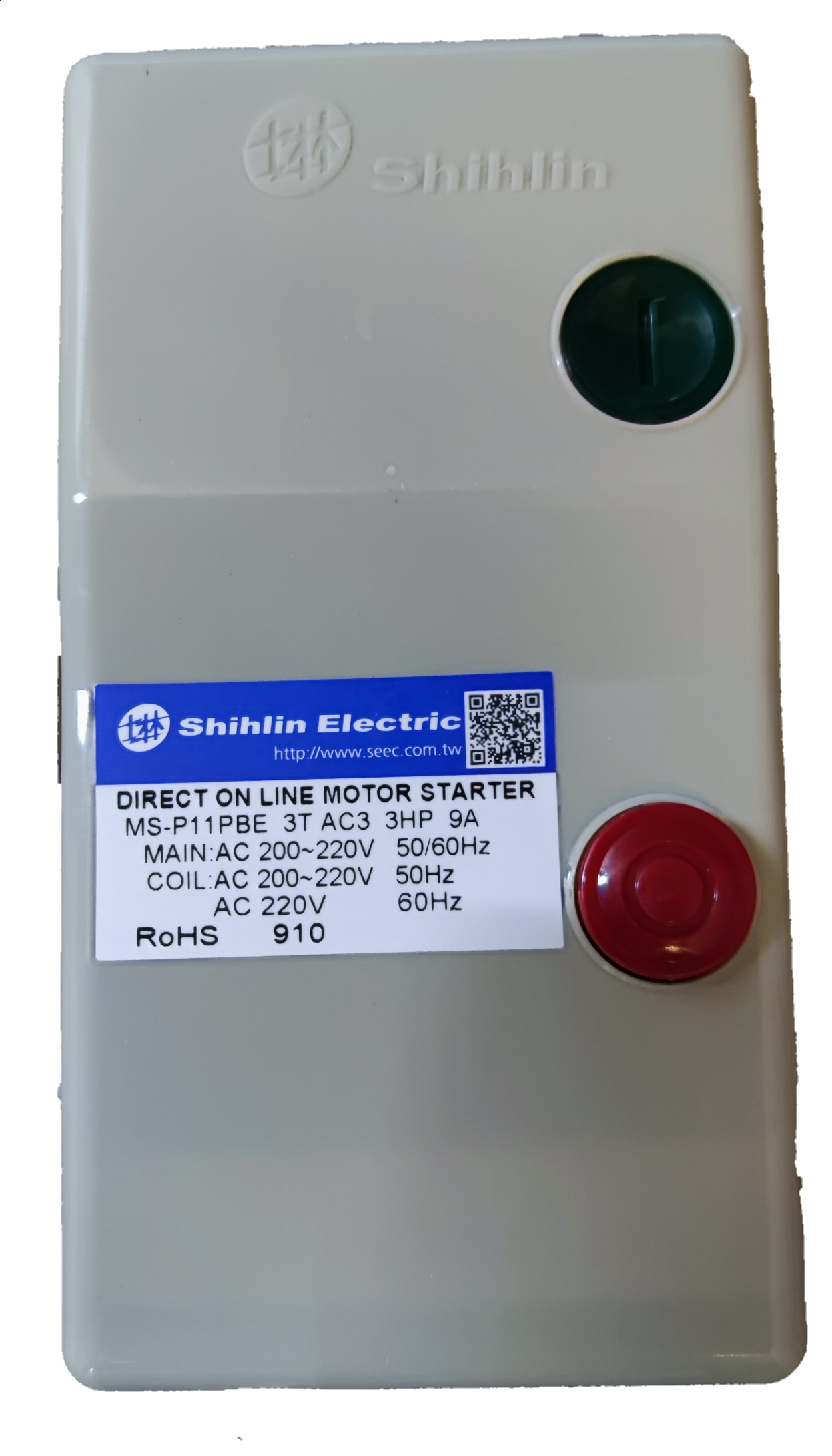 Shihlin Magnetic Starter 9A 3 HP 3 Phase 220V direct on line motor starter with green and red buttons