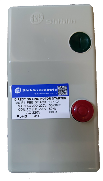 Shihlin Magnetic Starter 9A 3 HP 3 Phase 220V direct on line motor starter with green and red buttons