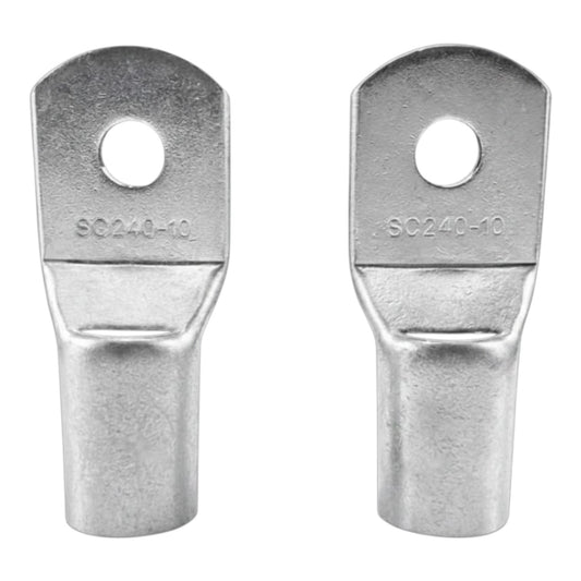 Two metal terminal blocks with 'SC240-10' marking on a white background