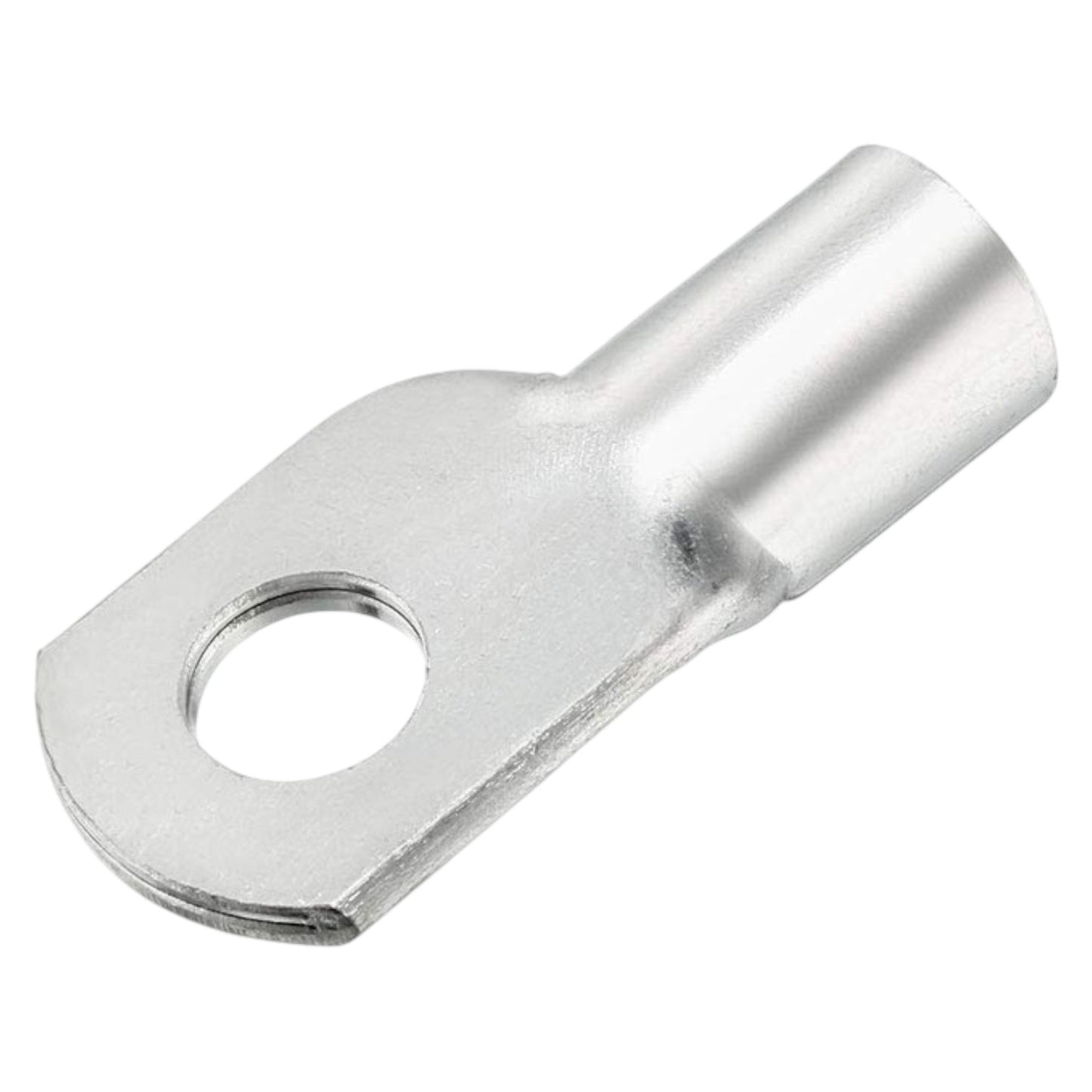 Metallic wire terminal on a white background