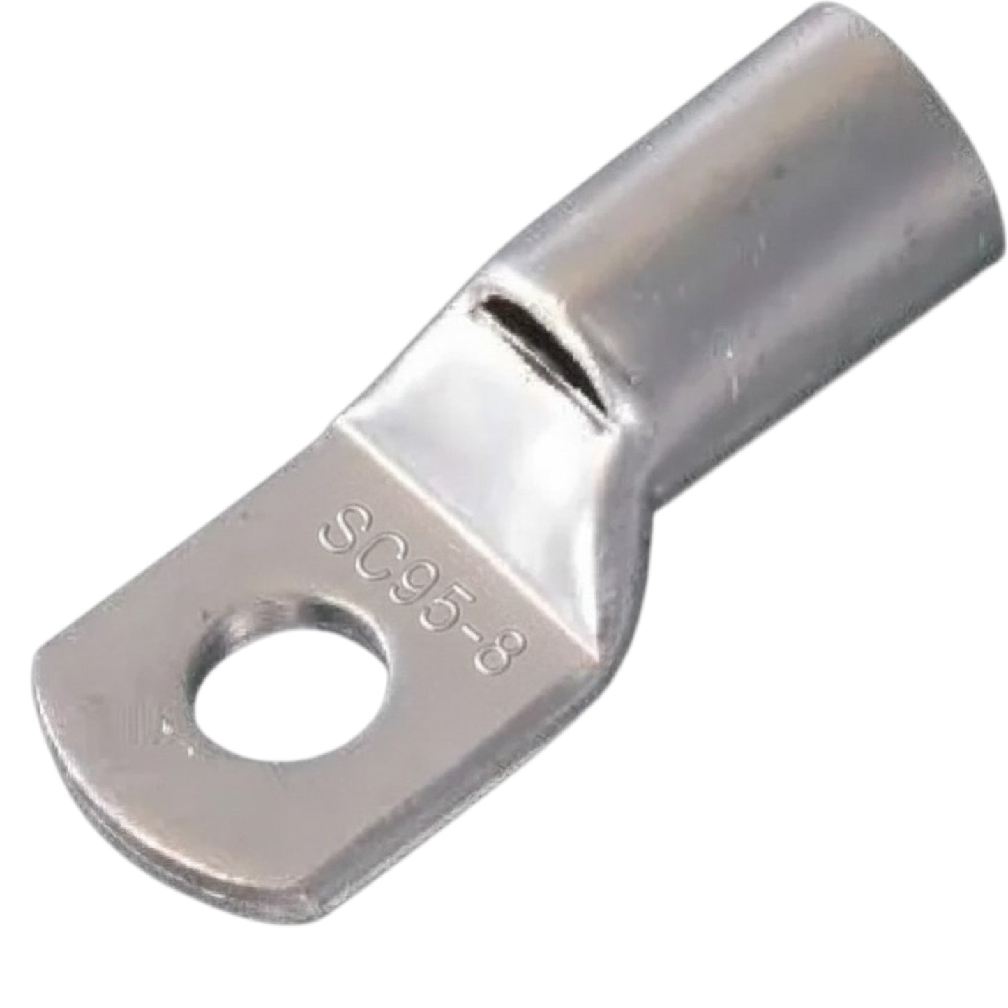 Metal electrical terminal with 'SC95-8' marking on a white background