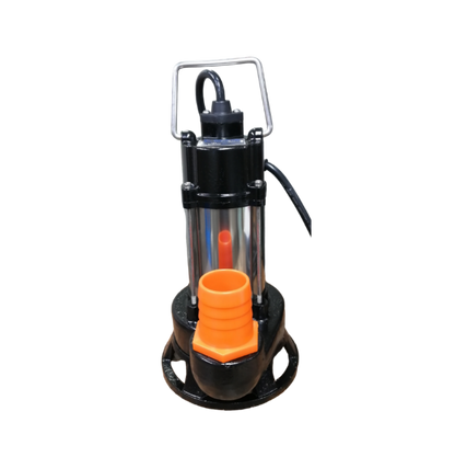 Showfou Taiwan Sewage Submersible Pump 220V with black and silver body and orange outlet