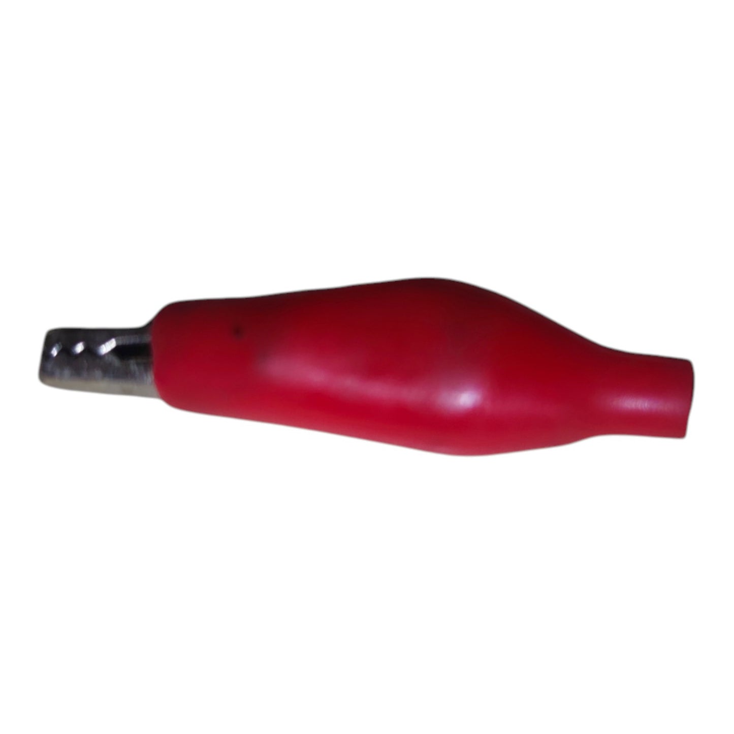 A red plastic handle with a silver metal tip, shown against a plain white background.