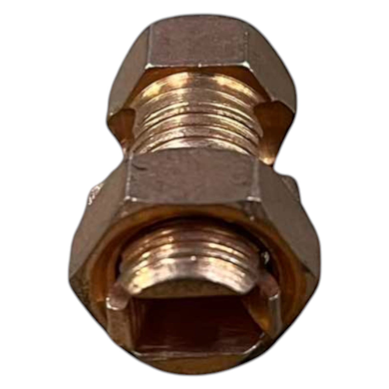 Bronze threaded fitting on a white background