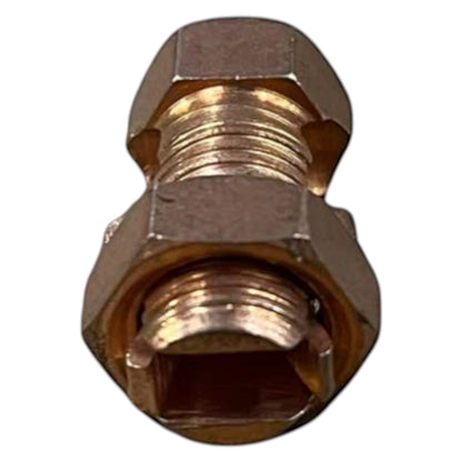 Bronze threaded fitting on a white background