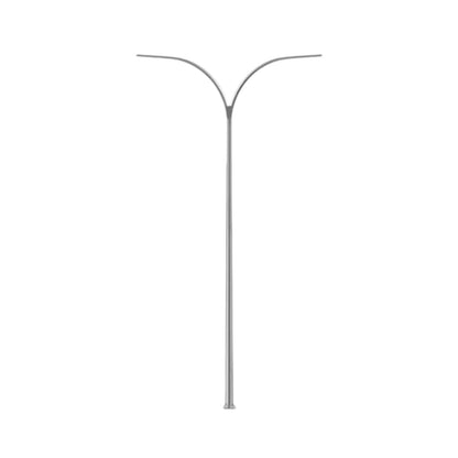 A modern two-arm street light pole with a slim, curved Y-shaped design, shown against a plain white background.