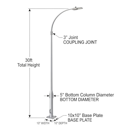 Street Lamp Post Single Arm Electro Galvanized Steel Available 10 Feet to 45 Feet or in Meters