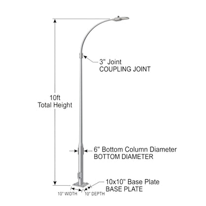 Street Lamp Post Single Arm Electro Galvanized Steel Available 10 Feet to 45 Feet or in Meters