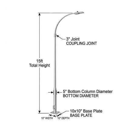 Street Lamp Post Single Arm Electro Galvanized Steel Available 10 Feet to 45 Feet or in Meters