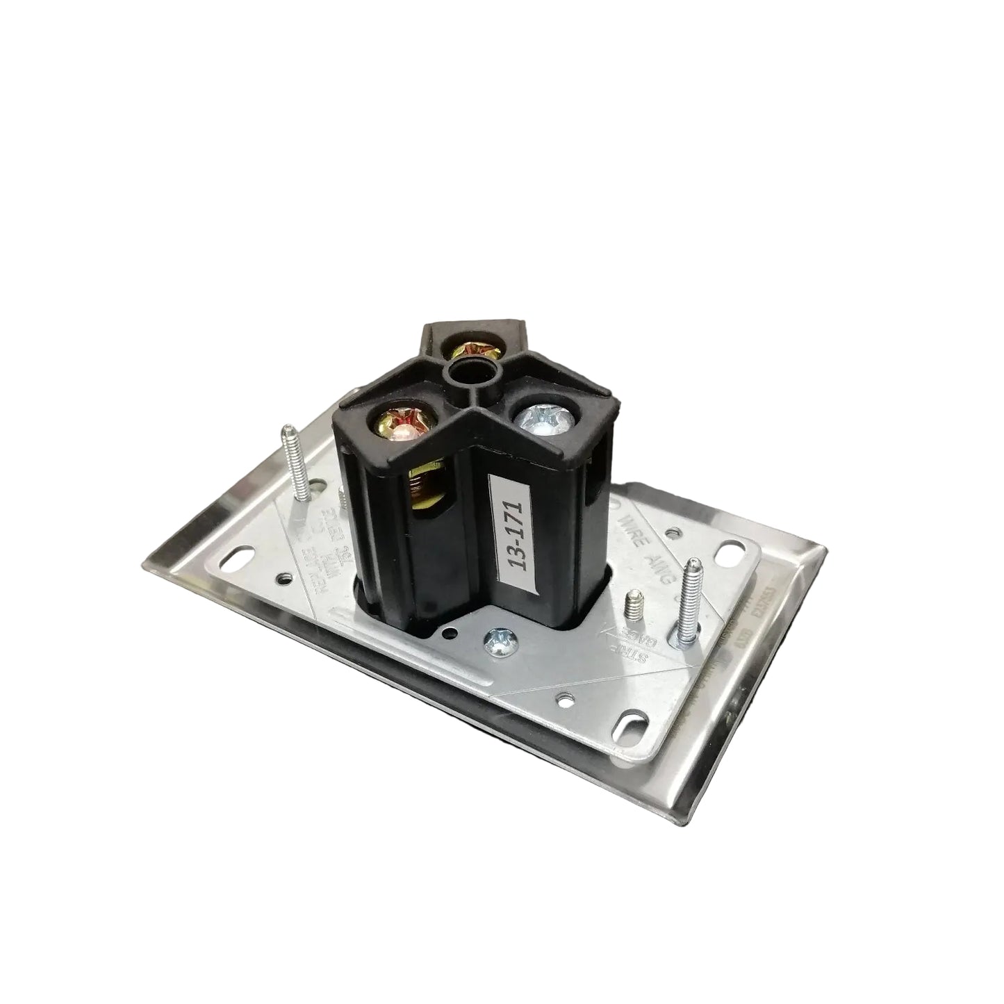 Surer 13-171 NEMA 10-50R Power Outlet, Flush Mount (50A 250V) 3P 3-Wire Non-Grounding Receptacle with SS Plate