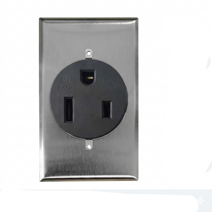 Surer 13-172 NEMA 6-50R Power Outlet, Flush Mount (50A 250V) 2P 3-Wire Grounding Receptacle with SS Plate