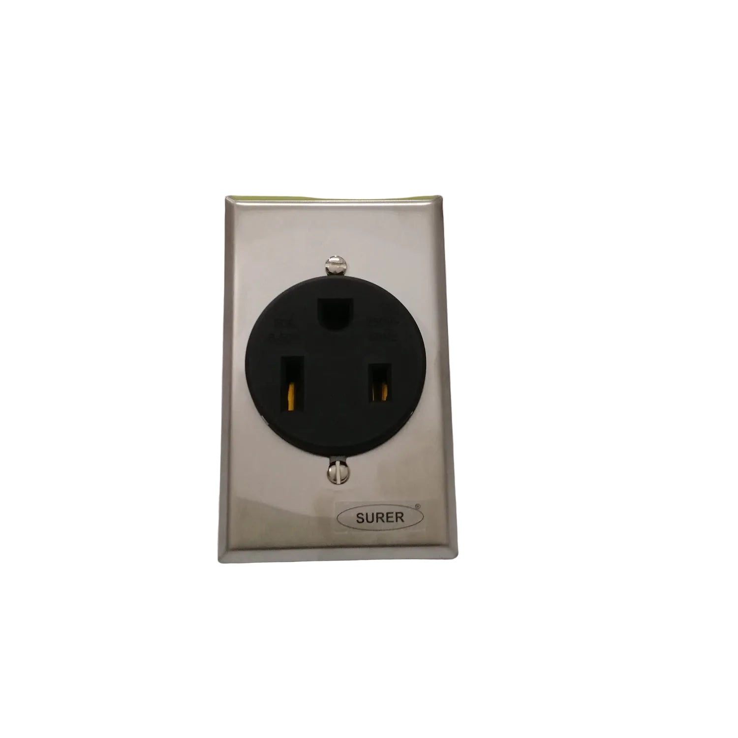 Surer 13-172 NEMA 6-50R Power Outlet, Flush Mount (50A 250V) 2P 3-Wire Grounding Receptacle with SS Plate