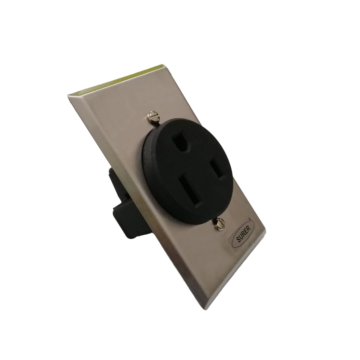 Surer 13-172 NEMA 6-50R Power Outlet, Flush Mount (50A 250V) 2P 3-Wire Grounding Receptacle with SS Plate