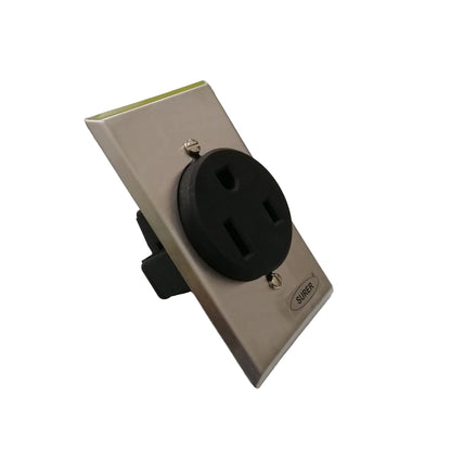 Surer 13-172 NEMA 6-50R Power Outlet, Flush Mount (50A 250V) 2P 3-Wire Grounding Receptacle with SS Plate