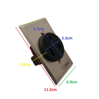 Surer 13-172 NEMA 6-50R Power Outlet, Flush Mount (50A 250V) 2P 3-Wire Grounding Receptacle with SS Plate