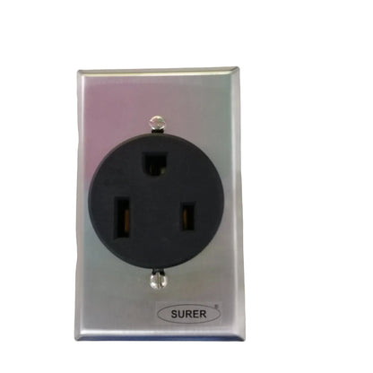 Surer 13-172 NEMA 6-50R Power Outlet, Flush Mount (50A 250V) 2P 3-Wire Grounding Receptacle with SS Plate