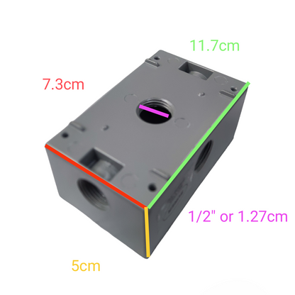 Surer Hub Marine Utility Box 2x4 gray electrical junction box with multiple conduit openings
