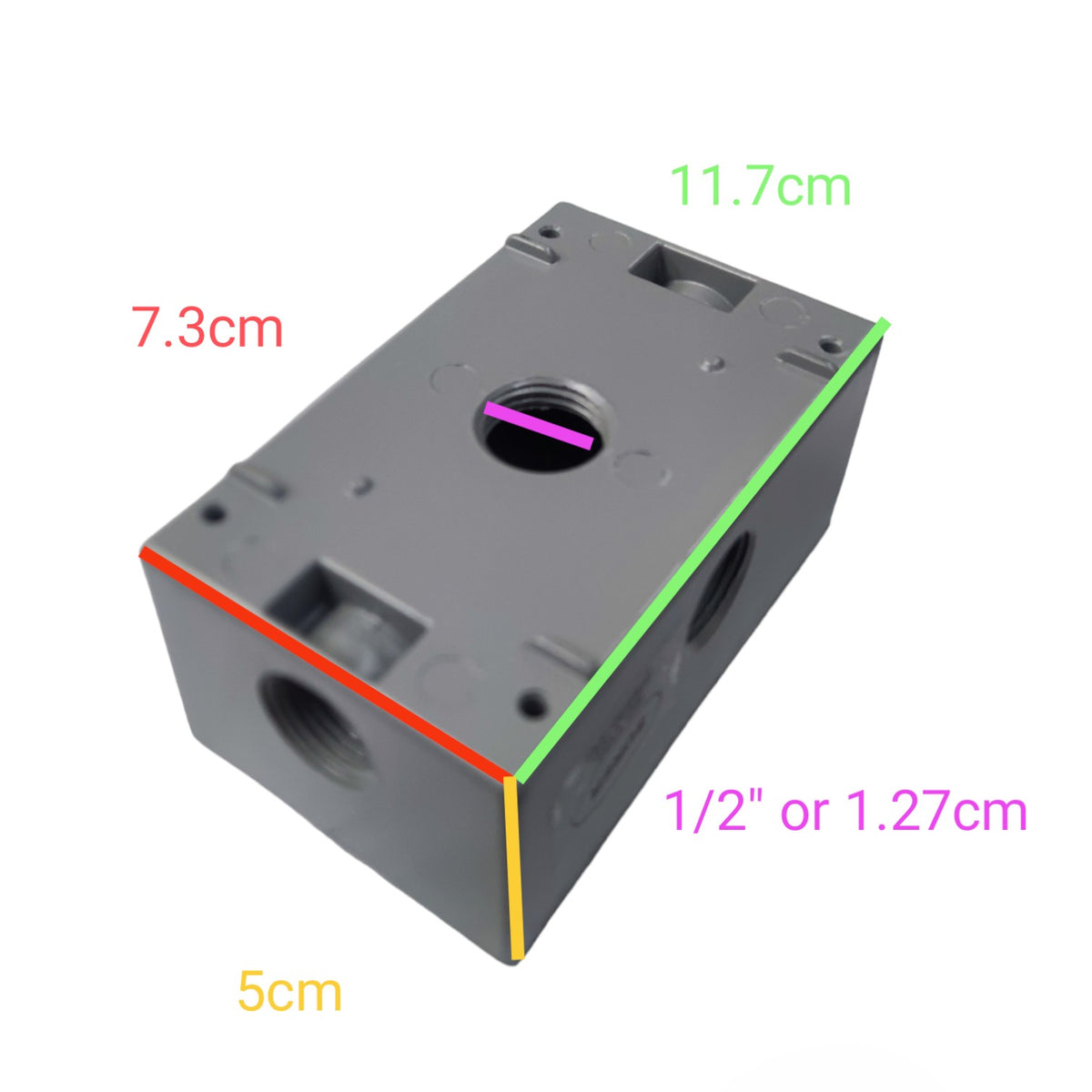 Surer 1/2 Hub Marine Utility Box 2x4 Top Hub Thread x Top Hub Thread x Side Hub and Bottom Hub FS Box No.1123 Electx Electrical Supply