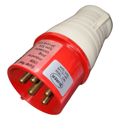Surer 32A 3P+E+N Industrial Plug 380-415VAC 5 Pins IEC309-2 #025 1909 Electx Electrical SUpply