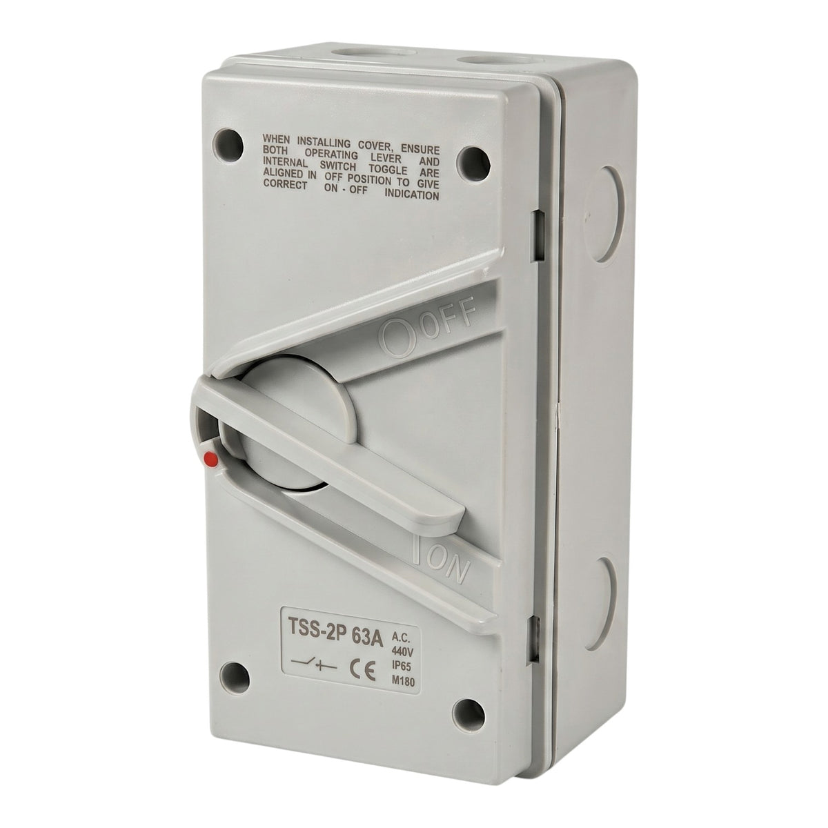 Surer 63A 2Pole Weatherproof Isolator Switch 440V IP65 No.2982