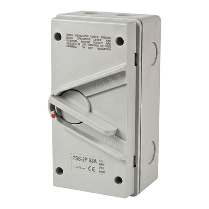 Surer 63A 2Pole Weatherproof Isolator Switch 440V IP65 No.2982