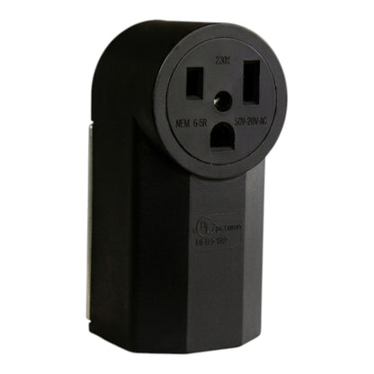 A black Zpcomm HEID-182 230V 3-pin AC wall plug adapter, shown from a three-quarter angle on a plain white background.