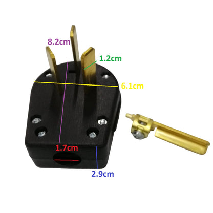 Surer_No.371_NEMA_10-50P_Non-Grounding_Right_Angle_Plug_50A_250V_3P_3Wire_with_measurement