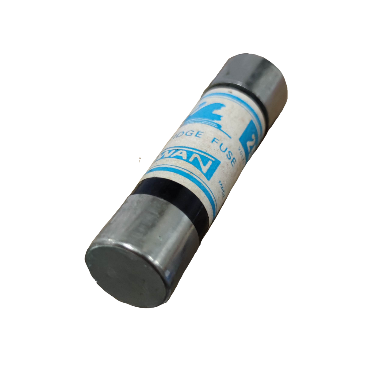 Swan 60A Cartilage Fuse 250V electrical circuitry part with metal end caps and blue label
