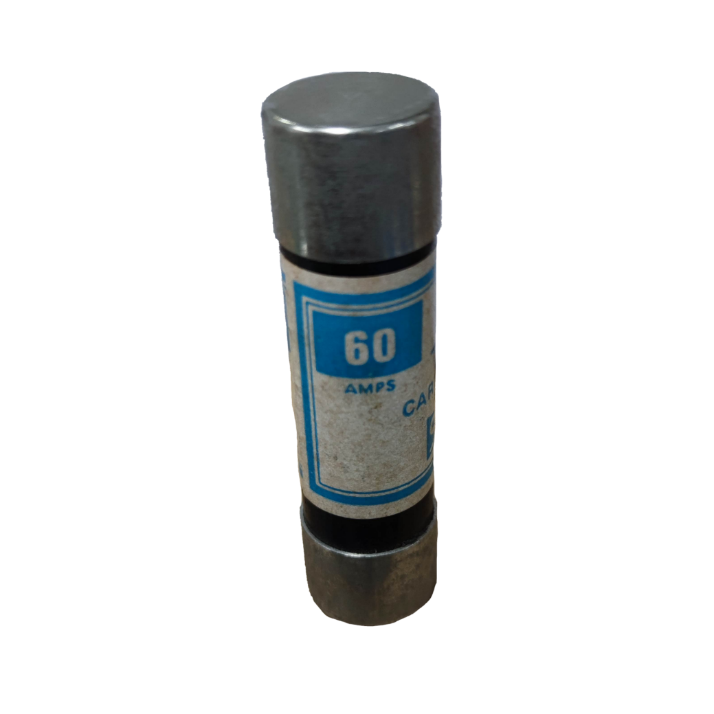 Swan 60A Cartilage Fuse 250V electrical component with metal caps and labeled amp rating