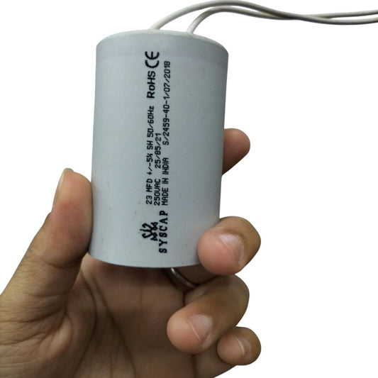Syscap electrical capacitors for motors white cylindrical capacitor with wires