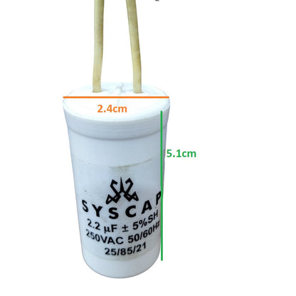 Syscap motor running capacitor 250v with 2.2 μF capacity for efficient electrical performance