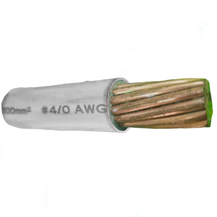 Wire with #4/0 AWG specification on a white background
