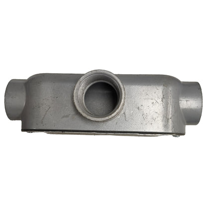 Metal pipe fitting on a white background