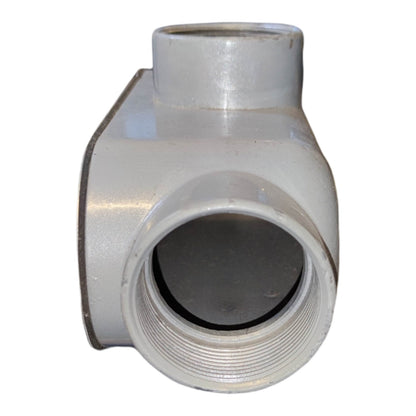 Metal pipe fitting on a white background