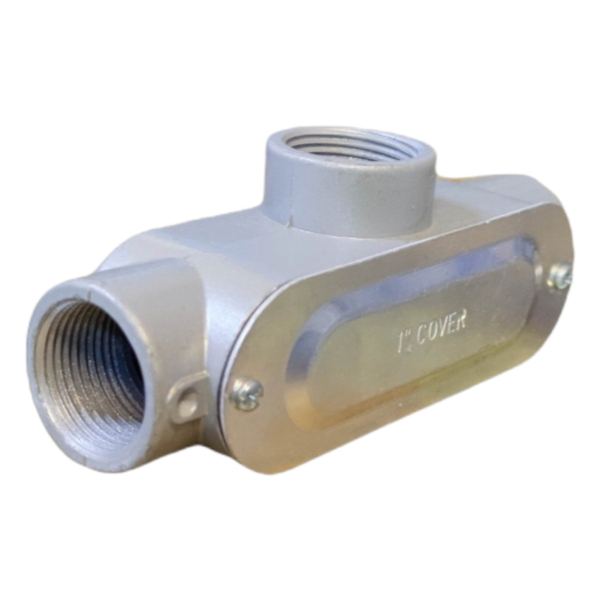 Metal pipe fitting on a white background