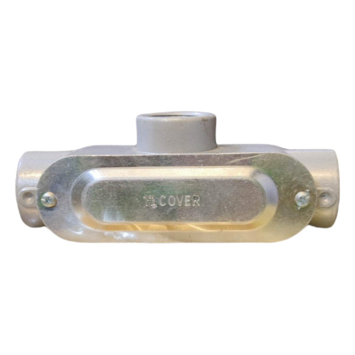 Metal fitting with 'COVER' branding on a white background