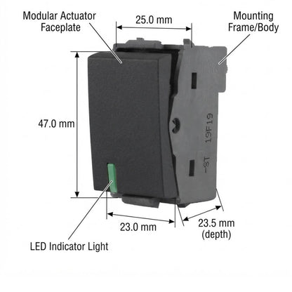T&J 1 Way 16AX 250V Switch Matt Black W2711 SBL