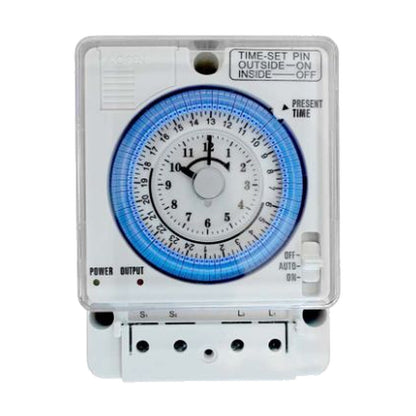 T&J TJ-WD-TJ517 24 hour mechanical timer switch with clock dial and time-set pins, 100-240V AC
