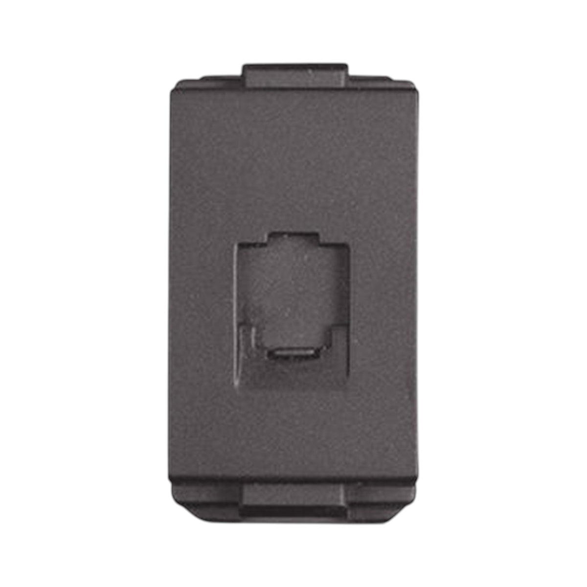 A dark gray rectangular plastic accessory with a recessed rectangular slot or connector on the front, shown against a plain white background.
