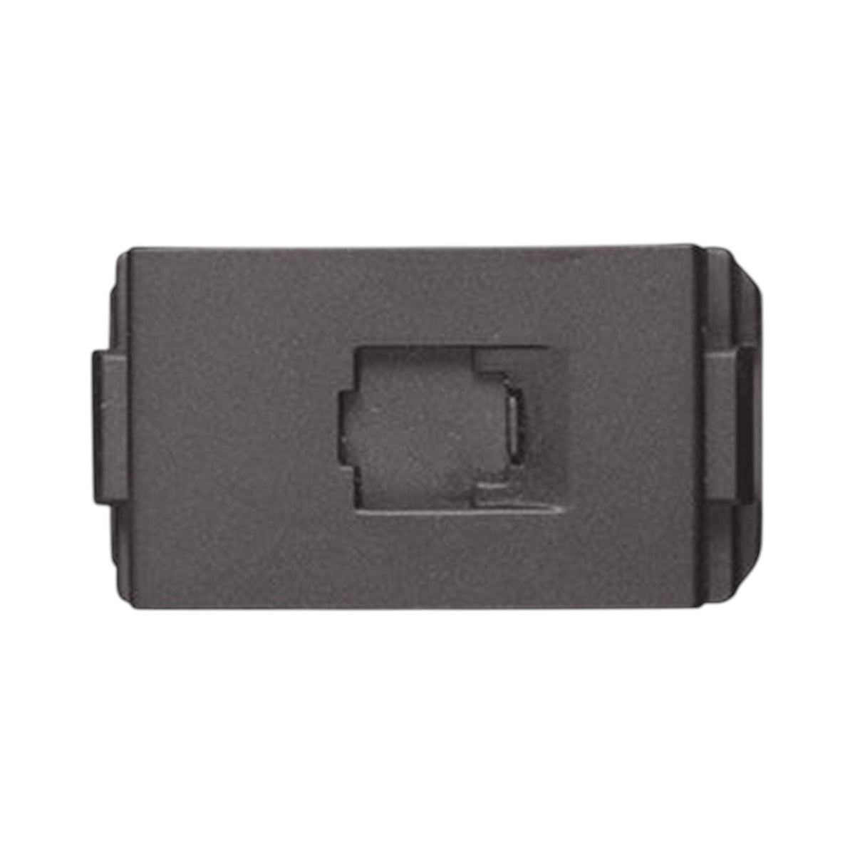 A dark gray rectangular plastic component with a recessed square cutout in the center, shown on a plain white background.