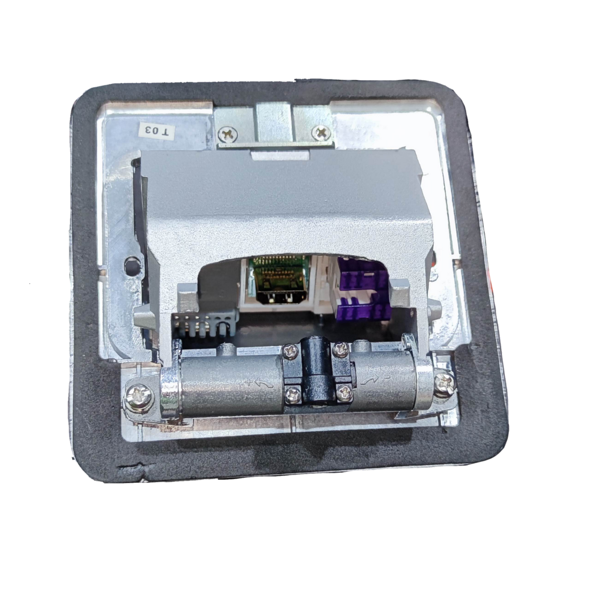 T&J CAT6 with Metal Utility Box power point showing internal wiring and metal casing
