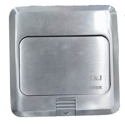 T&J Floor Outlet USB 5V 2.1A with closed metal cover for secure power and DATA connection