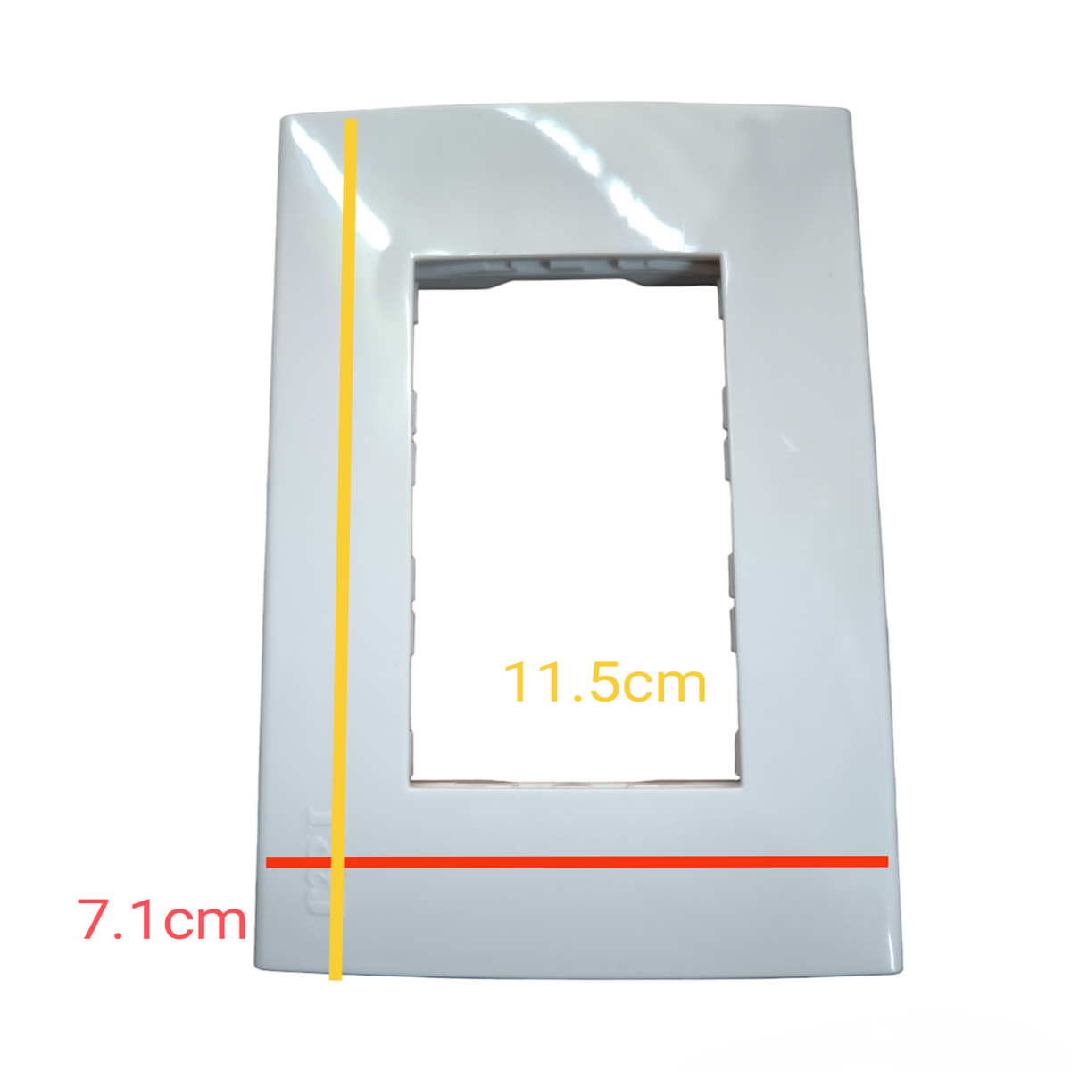 T&J wide series plate cover white with dimensions 11.5cm by 7.1cm for power points and switches