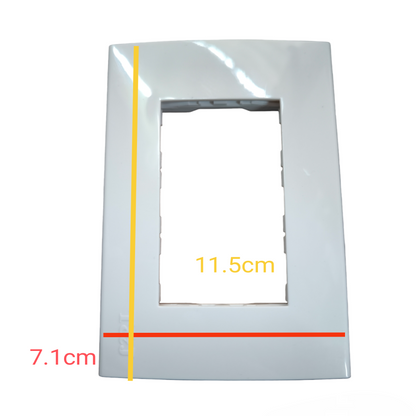 T&J wide series plate cover white with dimensions 11.5cm by 7.1cm for power points and switches
